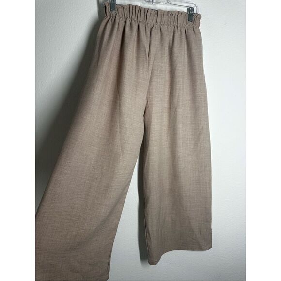 NWT VAV New York WIDE LEG PANTS WITH ELASTIC WAIST one Size Tan See Description - Picture 6 of 15
